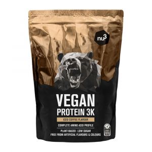 Image de Nu3 Vegan Protein 3K Shake 1 Kg - goût Café Glacé - Poudre de protéine végétale à base de protéines de riz, tournesol, pois et caroube - poudre protéinée par 4 composants avec 73% de protéine - par