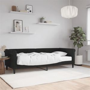VidaXL Lit de Jour avec Matelas, Canapé-lit, Lit d'Invité, Meuble de Chambre à Coucher Salle de Séjour, Moderne, Noir 80x200 cm Velours