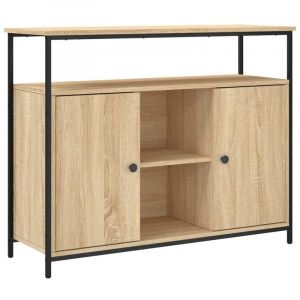 VidaXL Buffet, Meuble de Rangement avec Porte, Armoire lat&eacute;rale, Organisateur de Salon Maison Int&eacute;rieur Ch&ecirc;ne Sonoma Bois d'Ing&eacute;nierie