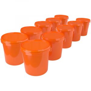 10x Seau avec couvercle en plastique seau vide poignée 15,9l alimentaire orange clair