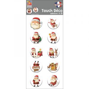 Plage Adhésif 3D qui ressort du mur, pastilles père noël drôle pour déco fête de noël, x10, 2,5 cm x 2,5 cm - Rouge