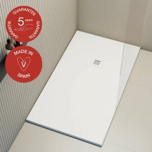 Receveur de douche Poalgi, extraplat, blanc polaire, L.70 x l.100 cm, finition ardoise, s&eacute;rie Hos's