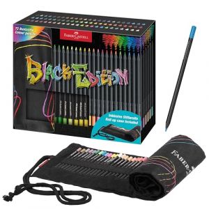 Faber-Castell 116418 - Set de crayons de couleur avec rouleau de crayons, 72 crayons de couleur Black Edition, y compris les couleurs métalliques et néon
