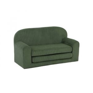 Canap&eacute; lit enfant en velours c&ocirc;tel&eacute; d&eacute;pliable. couleur kaki. L 90 x P 43 x H 51.5 cm