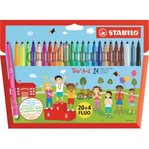 Image de Stabilo Trio A-Z F36432 Pochette de 24 Feutres de Coloriage Couleurs Assortis