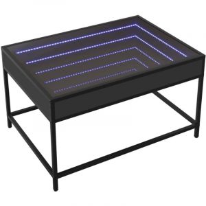 VidaXL Table basse avec led infini noir 70x50x41 cm