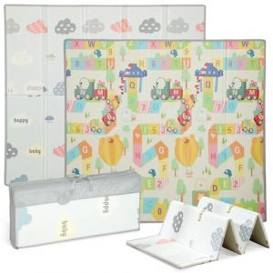 Tapis de jeu pour bébé - AIYAPLAY - pliable et réversible - en mousse épais - XPE - 194 x 176,5 x 1,5 cm - multicolore