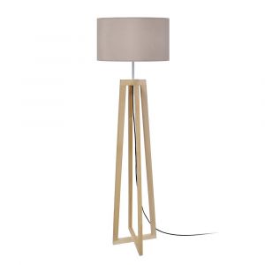 Tosel Lampadaire 1 lumière - luminaire intérieur - tissu taupe - Style inspiration nordique - H150cm L40cm P40cm