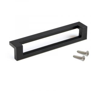 Emuca Poignée pour meuble Cleveland, l 144 mm, entraxe 128 mm, Peint en noir, Zamak, 1 lot de 5 unités - Peint en noir