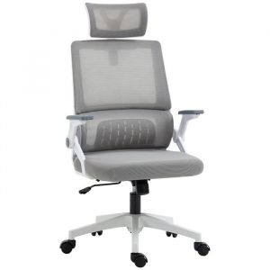 Vinsetto - Chaise de bureau ergonomique réglable inclinable pivotante maille polyester gris - Gris