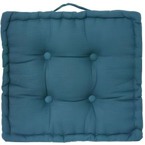 Atmosphera Coussin de sol 40 x 40 x 8 cm - Couleur: Coussin de sol Bleu Canard-Bleu Canard$Bleu