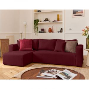 Topaze - canapé d'angle déhoussable réversible 4 places en tissu - Prune