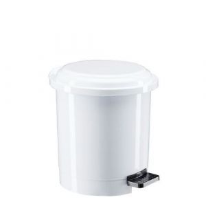 Poubelle plastique 6 litres ronde à pédale blanc