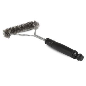 Le Marquier Petite Brosse T inox pour nettoyage de barbecue - en fils d'acier et manche plastique noir