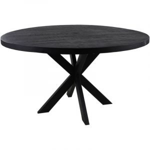 Hsm Collection - Table à manger ronde 130 cm en manguier recyclé noir et métal - bergal