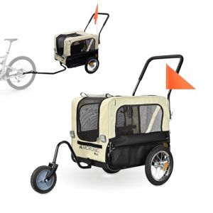 Mobiclinic, Remorque Vélo pour Chien + Poussette Chien, 2 en 1, Jusqu’à 40 kg, Housse Imperméable, 123x67x100 cm, Drapeau et Réflecteurs, Tissu Oxford 600D, Petits et Moyens Chiens