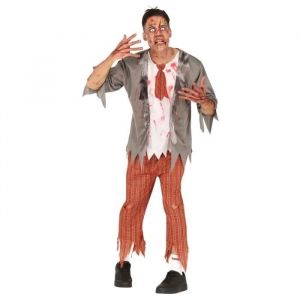 Image de FIESTAS GUIRCA Déguisement Zombie Lycéen Homme - Uniforme Lycée Rouge - Costumes Halloween Homme Taille Adulte L