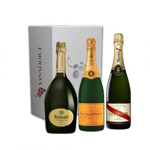 Image de Veuve Clicquot Vinaddict - Coffret Champagne Prestige6-3 Bouteilles 75Cl - R de Ruinart, Mumm Cordon Rouge.