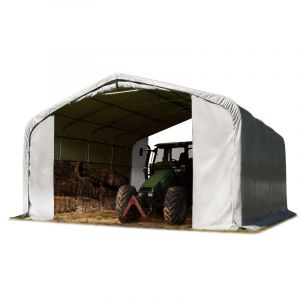 Intent24 TOOLPORT Tente de pâturage 6x6m bâche en PVC env. 550g/m² abri résistant aux intempéries Tente de Stockage Gris ancrage pour Sol Meuble