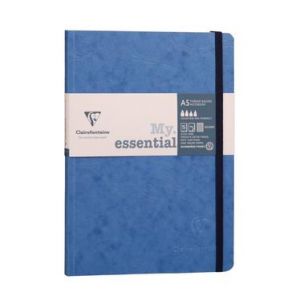 Clairefontaine 793464C - Carnet Age Bag Essential 14,8 x 21 cm, 192 pages 90 g/m² ivoire cousues, couv. bleu, ligné