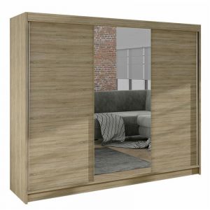 Mobilier1 - Armoire Atlanta 159, Sonoma chêne, 215x200x58cm, Portes d'armoire: Glissement, Nombre d'étagères: 0