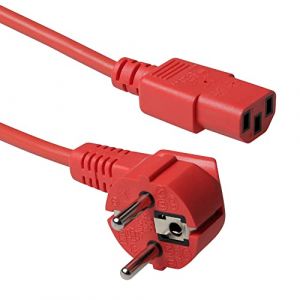 ACT Powercord Mains C&acirc;ble Alimentation Connecteur CEE77 m&acirc;le (Angled) &ndash; C13 Rouge 1,20 m