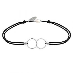 Image de Les Poulettes Bijoux Bracelet Lien Argent Anneaux Toi et Moi - Classics - Noir