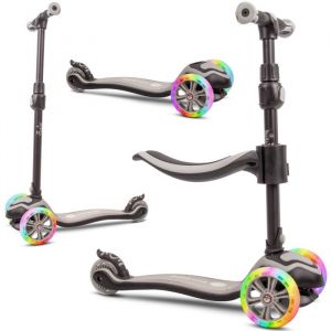 Sun Baby Trottinette pour Enfant 3en1 FLASH Gris, 3 roues, diodes LED dans les roues en silicone, réglage du guidon et du siège