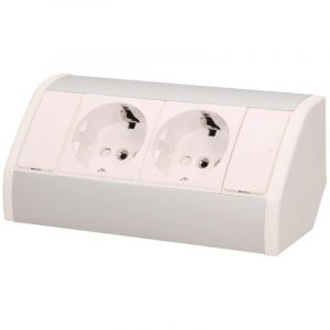 Orno AE-9005(GS) Multiprise Electrique Coin Id&eacute;al pour Cuisine, Bureau et Plan de Travail, Montage en saillie &agrave; 45&deg;, Prise Allemande (Schuko) 3680W