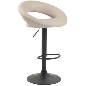 CLP Tabouret de bar Olinda en similicuir beige Métal noir mat