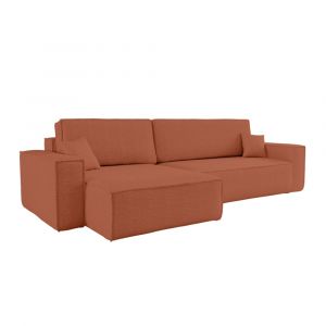 Loungitude Canapé d'angle max réversible, convertible tissu bouclette terracotta