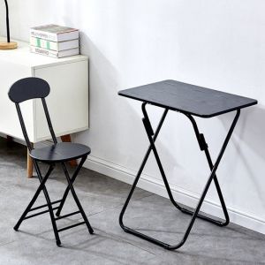 Ceruzo Table pliante pour enfants avec chaise - Noir - Pliable - MDF - M&eacute;tal