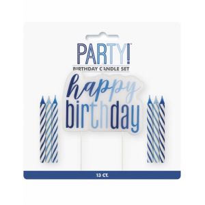 Bougies anniversaire happy birthday bleues Taille Unique