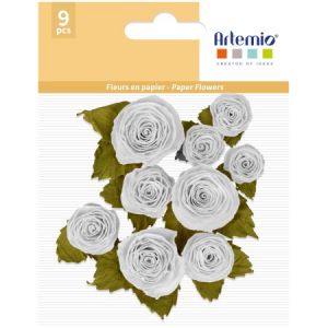 Artémio Fleurs en papier - Blanc - 1,3 à 2,3 cm - 9 pcs