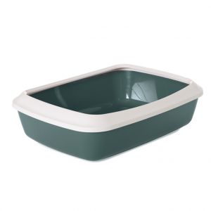 Savic Hygiène Chat Bac à litière Iriz 50 Nordic vert – 50 x 37 x 14 cm