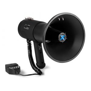 Vonyx MEG075 Mégaphone 75W, Idéal pour Manifestations et Matchs Sportifs - Jusqu’à 1,3 km, Micro Main Détachable