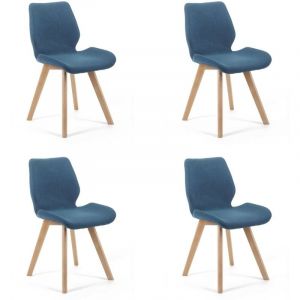 Lot de 4 chaises de salle à manger en tissu Akord SJ.0159 Bleu Marine