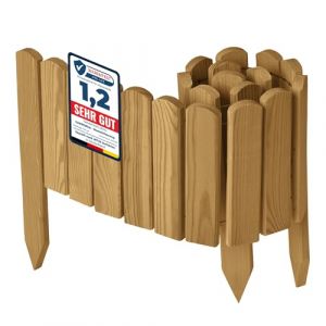 Garronda clôture de Jardin en Bois Bordure Jardin Cloture Jardin Exterieur, Palissade Bordurette Longueur: 100 cm GD-0148 (Brun Сlair, Hauteur : 20