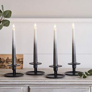 Lights4Fun Lot de 4 Chandelles TruGlow Effet Ombré Gris Foncé Télécommandées