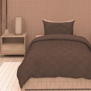Soleil d'Ocre Intemporel Parure Housse de Couette 3D Microfibre 140x200 cm Gaia Brun, par