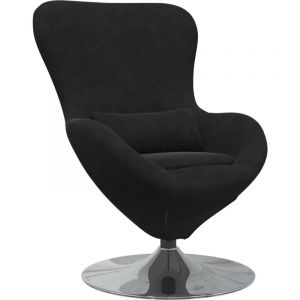 VidaXL Chaise Oeuf en Velours Noir
