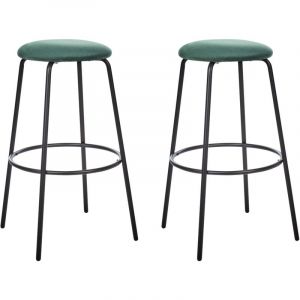 Beliani Lot De 2 Chaises De Bar En Velours Vert Émeraude Morton