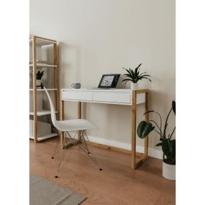 Denver Electronics Console Bureau - Chene artisan / Blanc - 2 tiroirs - 100 x 35 x 75 cm