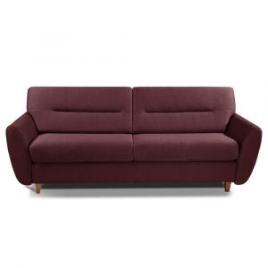 Image de Italian Spirit Canapé convertible COPENHAGUE matelas 15cm système rapido sommier lattes 120cm cuir vachette bordeaux