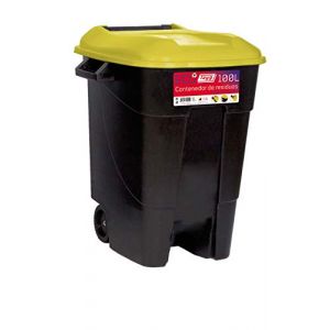 Tayg Industrias - Poubelle roulante avec couvercle 100 Lt. Couvercle en plastique noir Couvercle jaune 420016