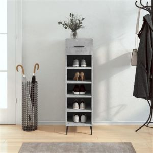VidaXL Armoire à Chaussures, Étagère à Chaussures avec Tiroir et Pieds, Meuble à Chaussures avec 5 Compartiments Salon, Gris Béton Bois d'Ingénierie