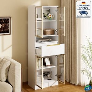 Modfu - Vitrine led blanche brillante, vitrine de salon, avec led 16 couleurs et Bluetooth, 60&times;35&times;180 cm