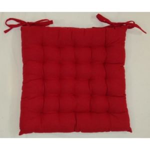 Galette de chaise 40x40x4 cm Rouge - Toile + Garnissage 100% Coton recyclé25 Points, Nouettes