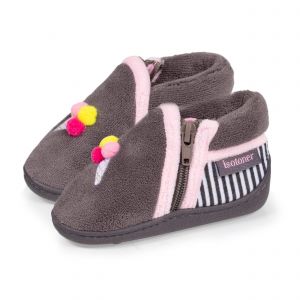 Isotoner Chaussons bottillons zip B&eacute;b&eacute; Glace Gris