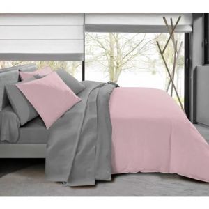 Image de Univers décor Pack complet 6 pièces Rose/Gris housse de couette pour lit 180 x 200 cm -King size- 100% coton / 57 fils/cm²